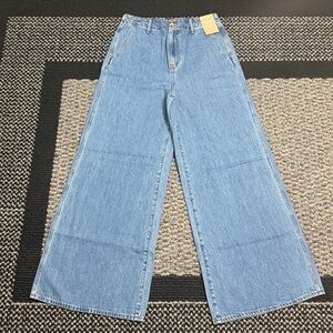 Madewell Wide Sweep Denim Trousers Preppy Slung Low 100% Cotton 🎊 🎉HOST PICK🎉🎊